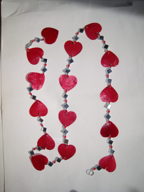 Capiz Shell Heart Mobile - Red - Image 2
