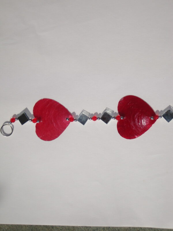 Capiz Shell Heart Mobile - Red - Image 3