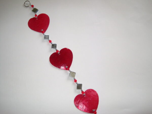 Capiz Shell Heart Mobile - Red