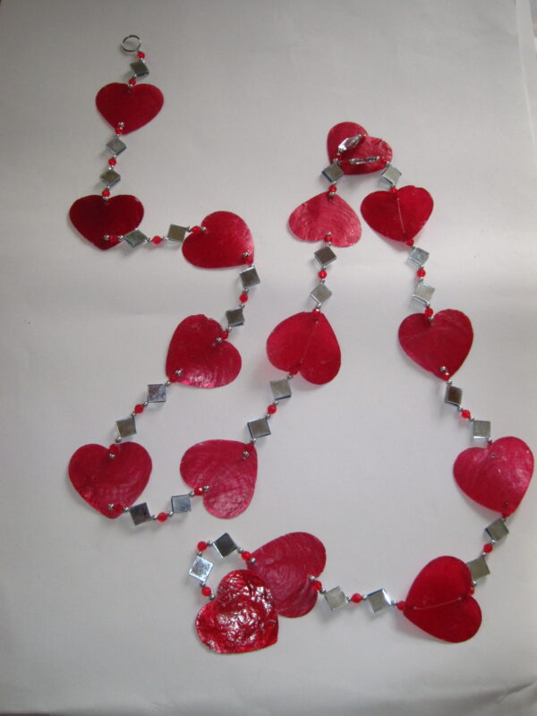 Capiz Shell Heart Mobile - Red - Image 4